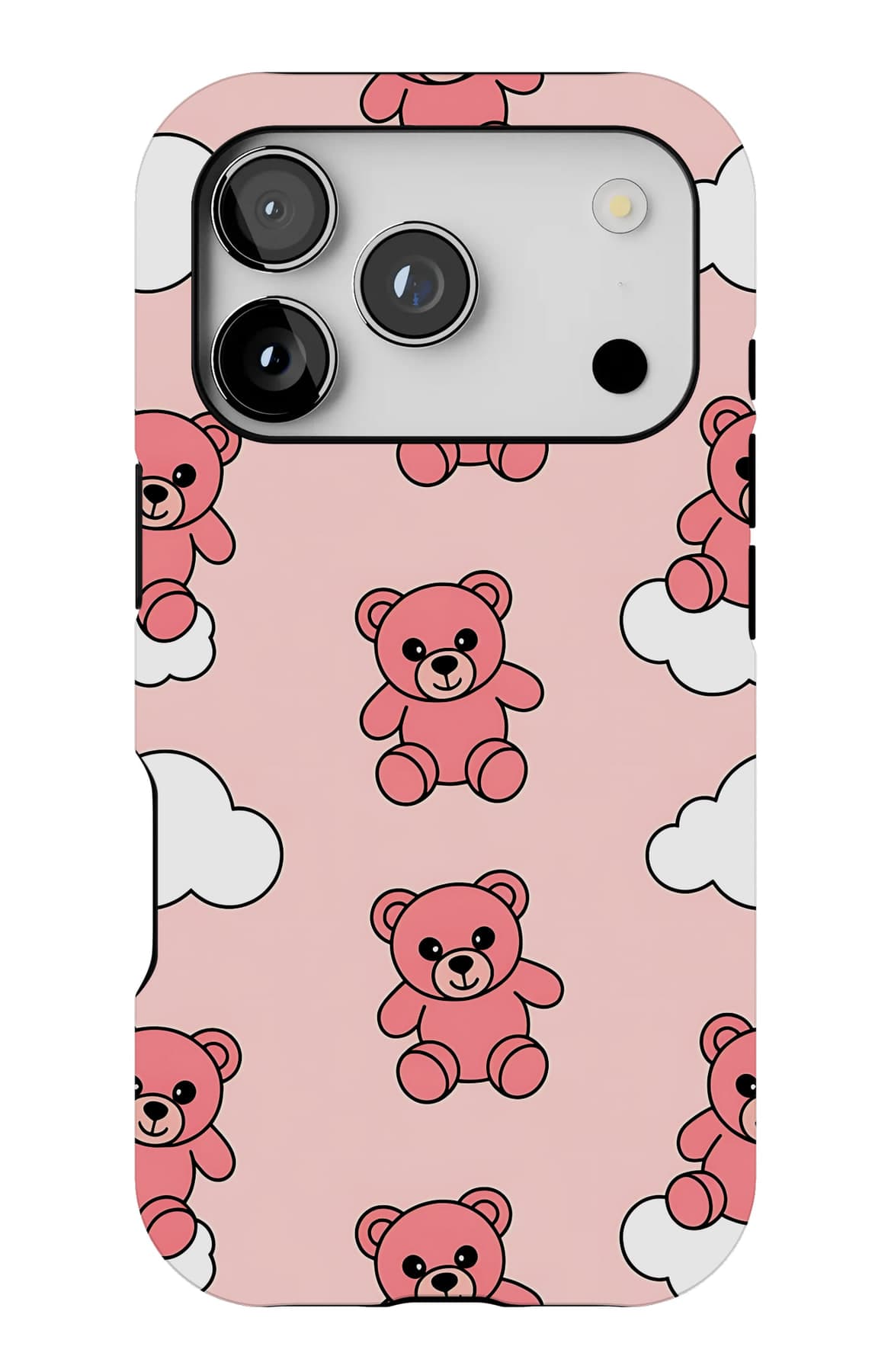 Teddies in bows on mint. Shown on an iPhone.