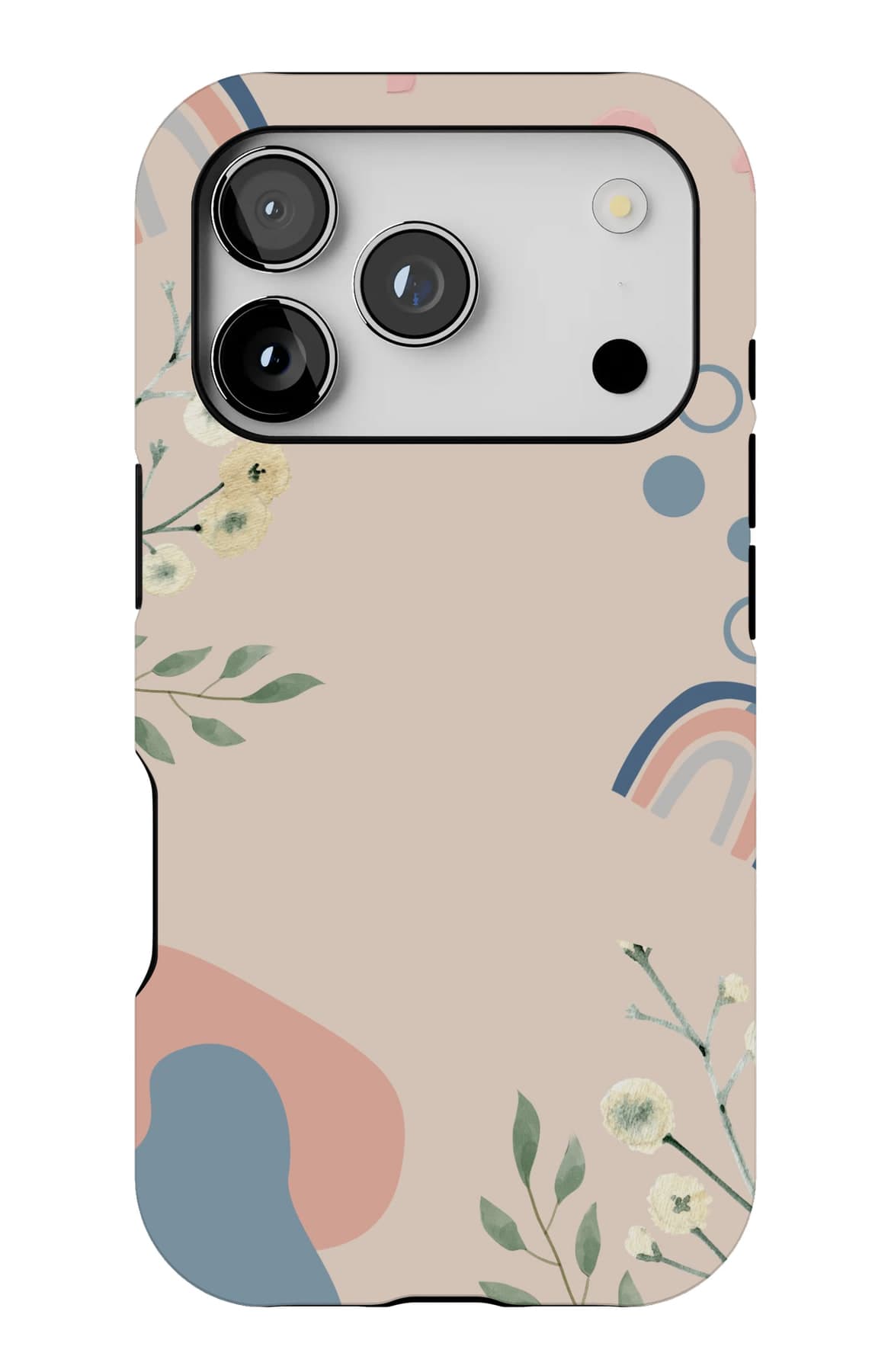 A rainbow among leaves on cream. Shown on an iPhone.