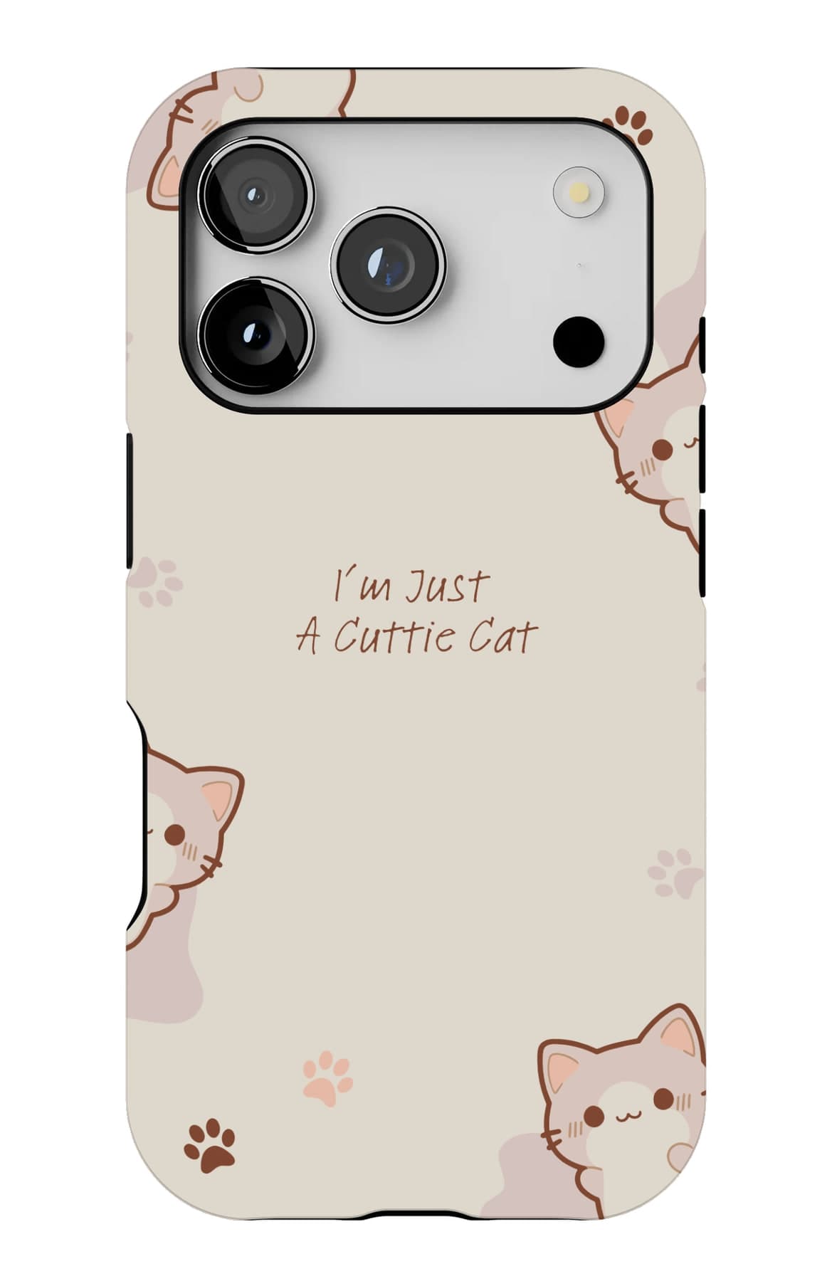 Small kittens and paw prints on cream. Shown on an iPhone.