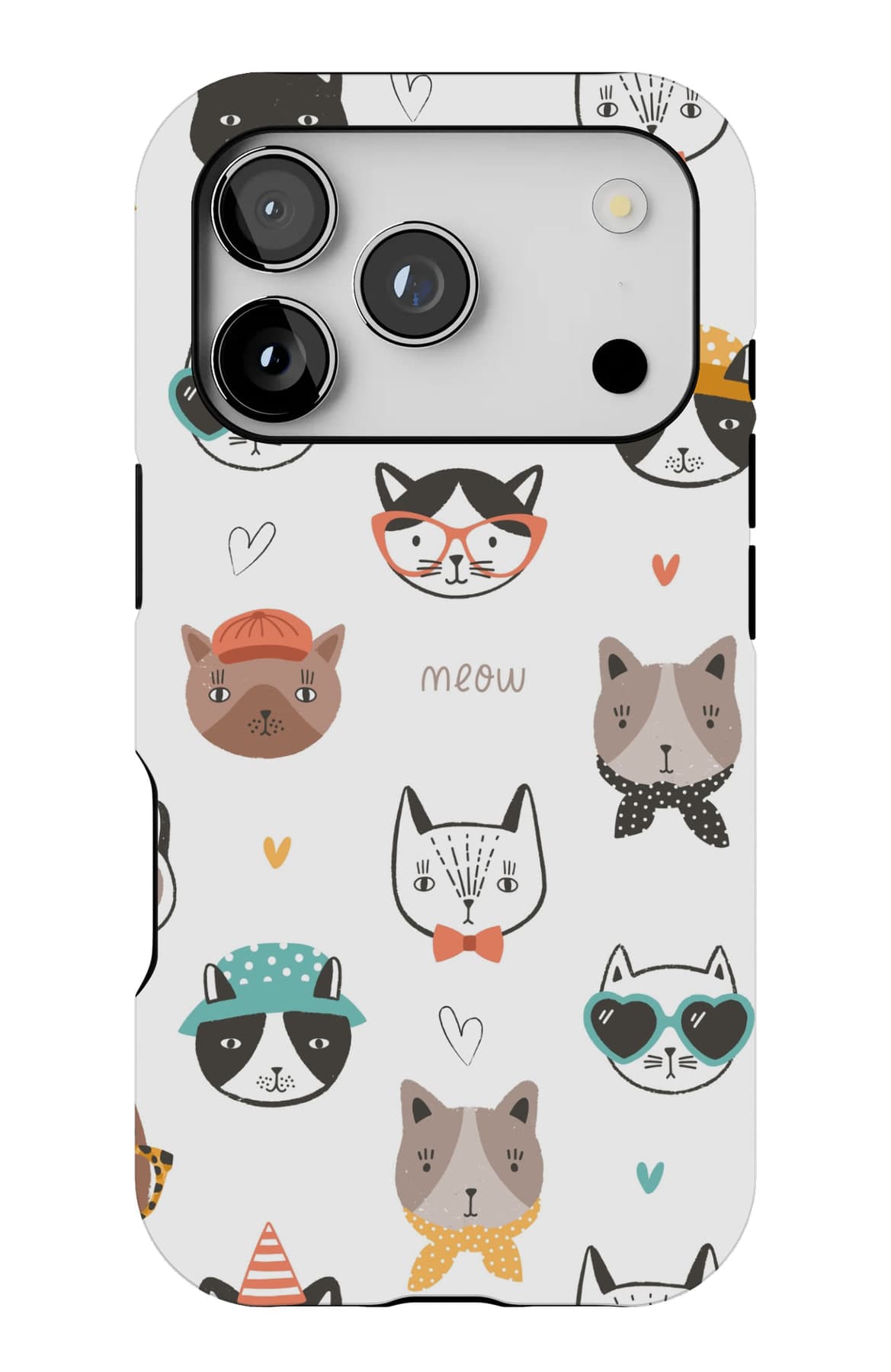 Cats in hats, scarves and sunglasses. Shown on an iPhone.