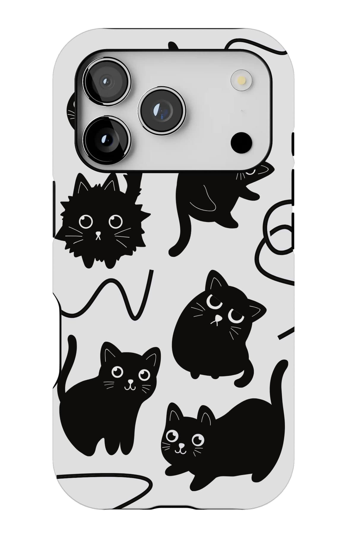 Black cats sketched in loose ink. Shown on an iPhone.