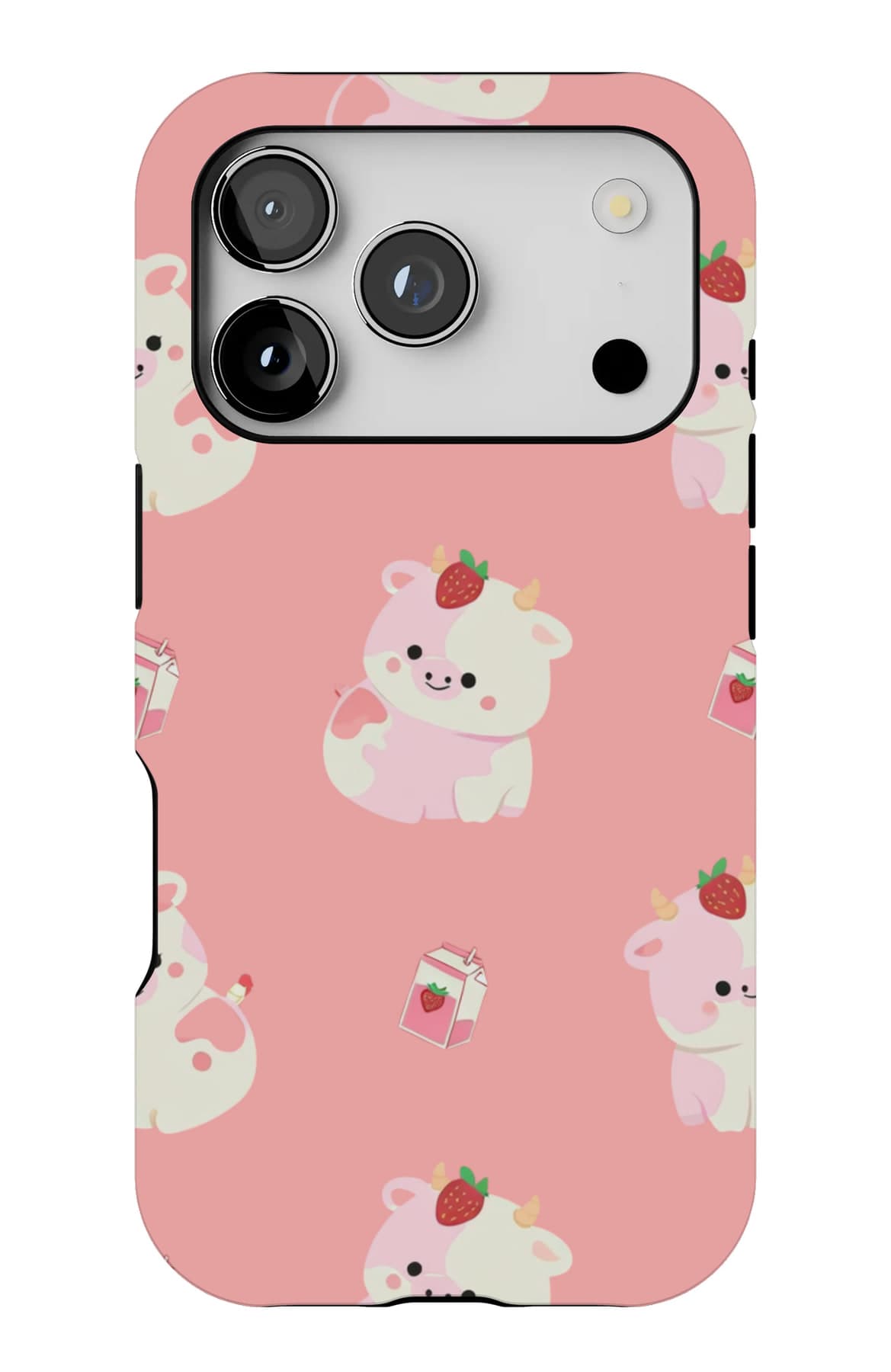 Pigs and small bears on pink. Shown on an iPhone.