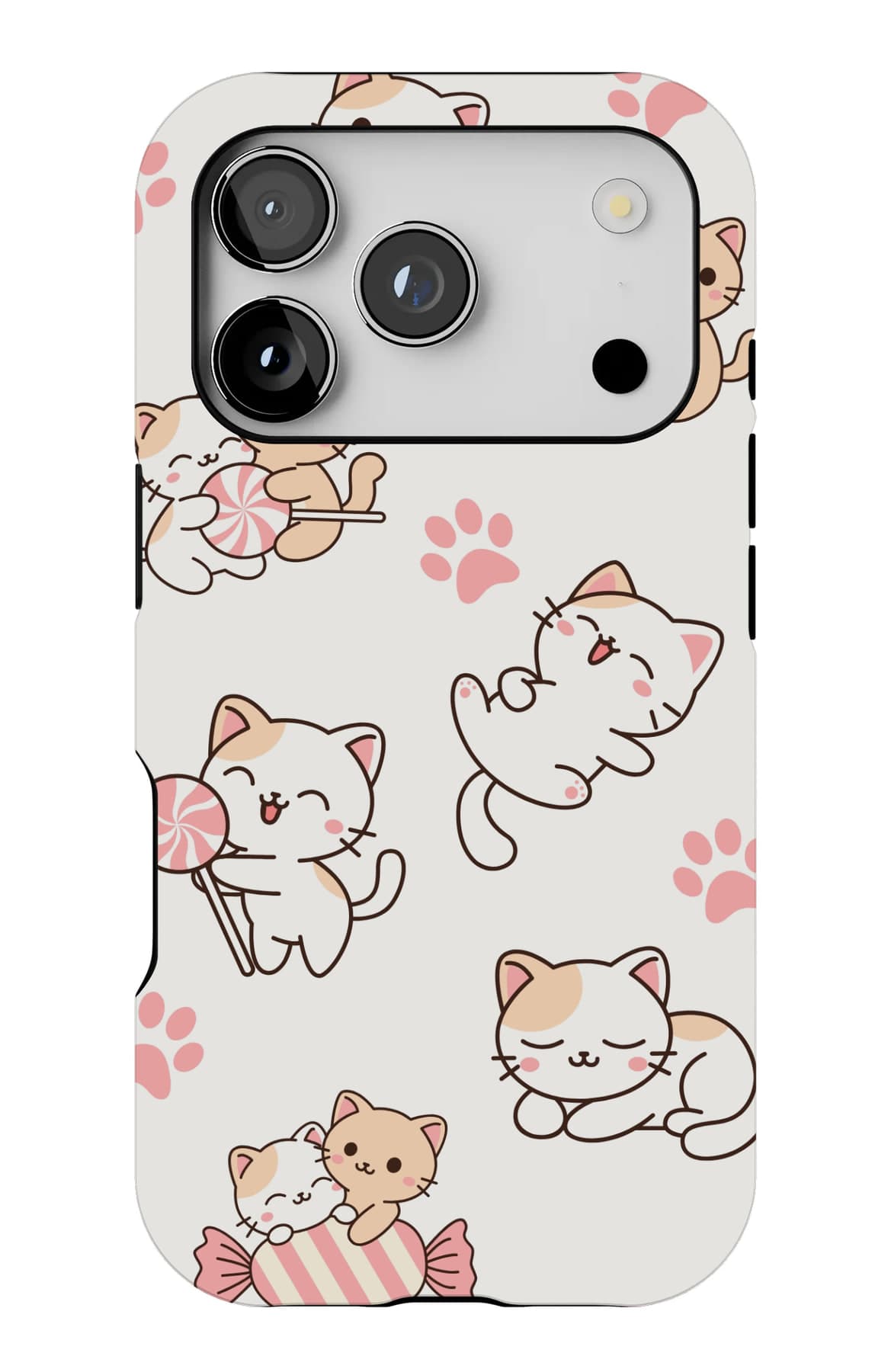 Kittens mid-tumble, paw prints everywhere. Shown on an iPhone.