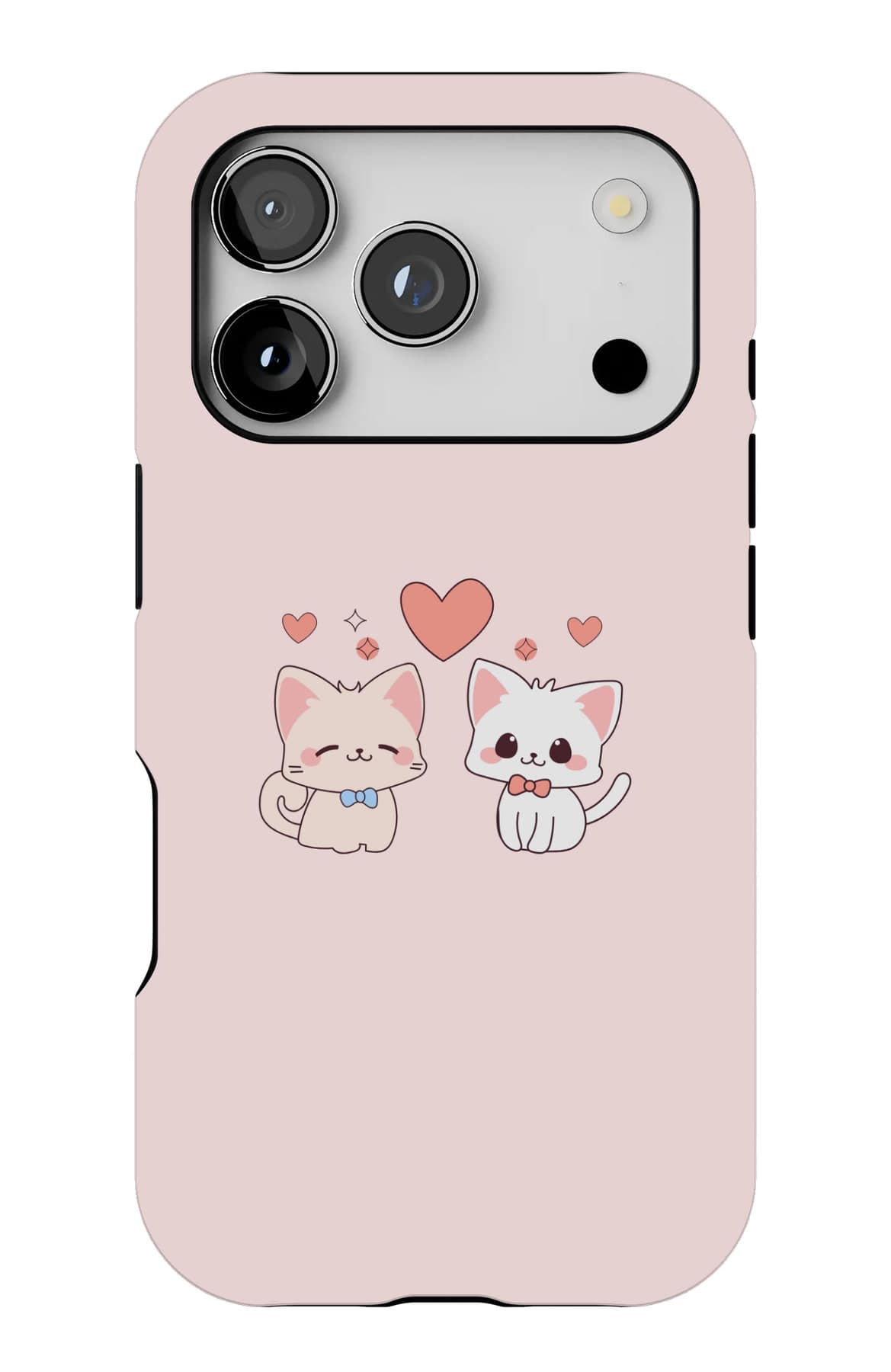 Two kittens sharing one heart on pale pink. Shown on an iPhone.