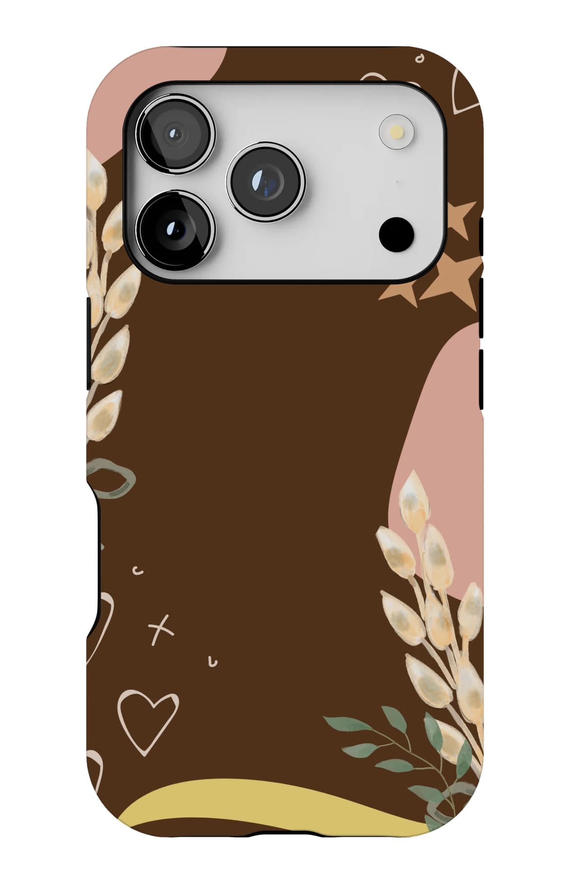 Wheat stems and small stars on dark brown. Shown on an iPhone.