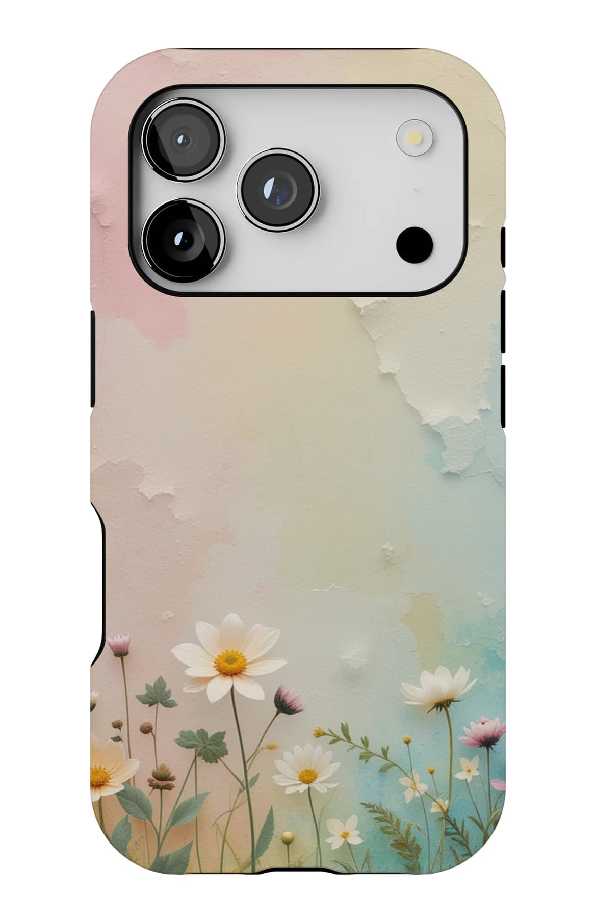 Blossom on a soft plaster wall. Shown on an iPhone.