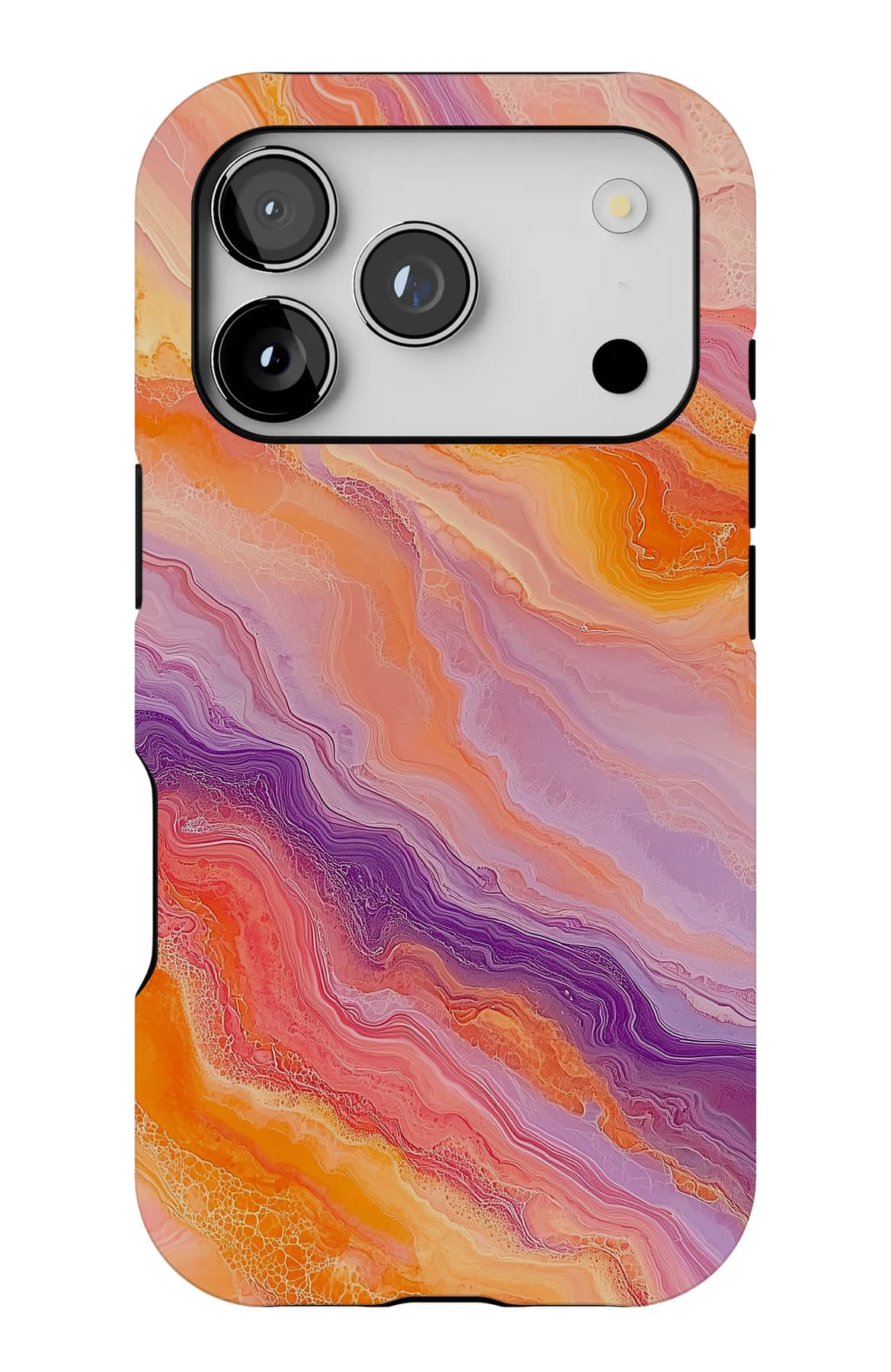 Molten orange folding into violet. Shown on an iPhone.