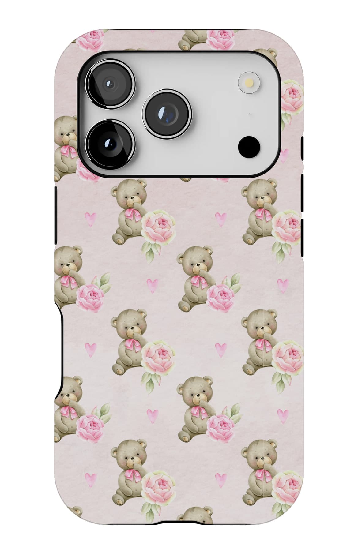 Bears and little flowers on cream. Shown on an iPhone.