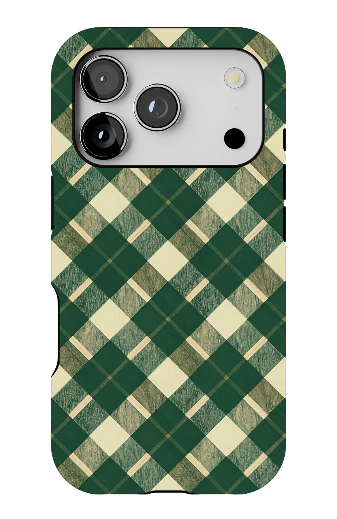 Deep forest gingham. Shown on an iPhone.