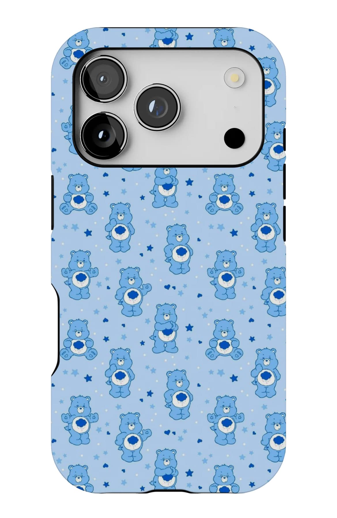 Thoroughly unimpressed bears on pale blue. Shown on an iPhone.