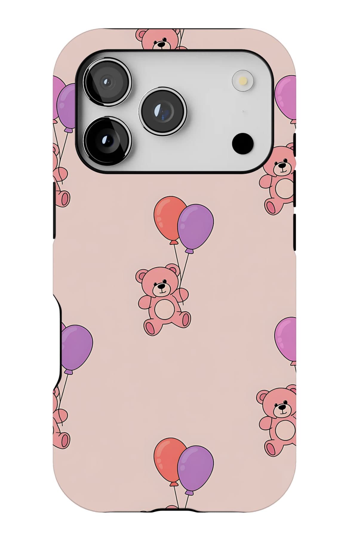 Teddies on wide lilac stripes. Shown on an iPhone.