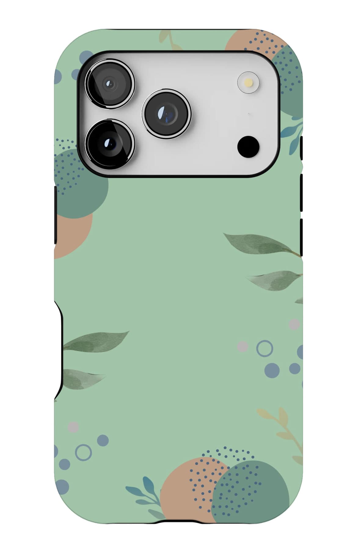 Leaves and soft circles on mint. Shown on an iPhone.