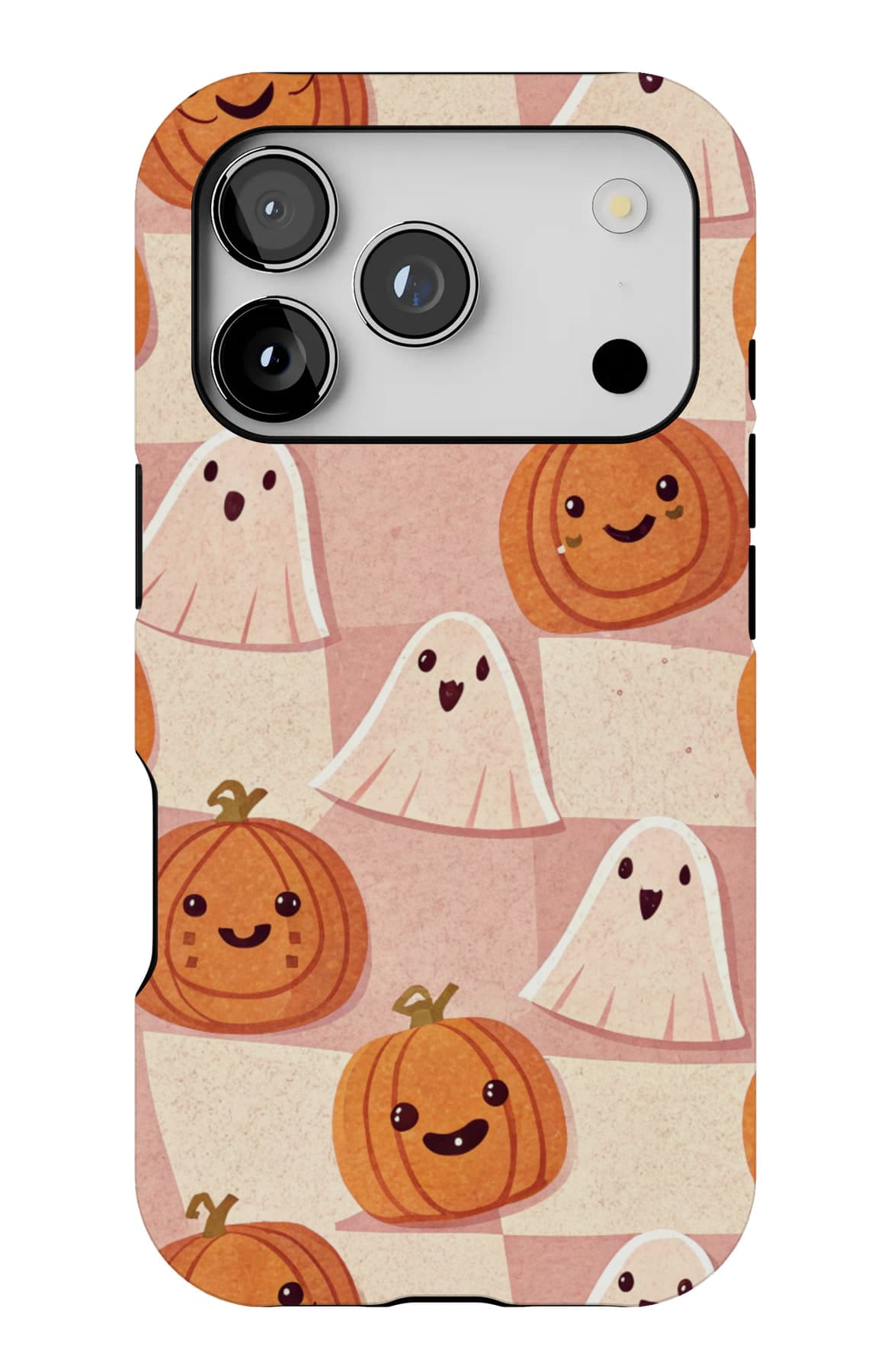Pumpkins and ghosts on soft cream. Shown on an iPhone.