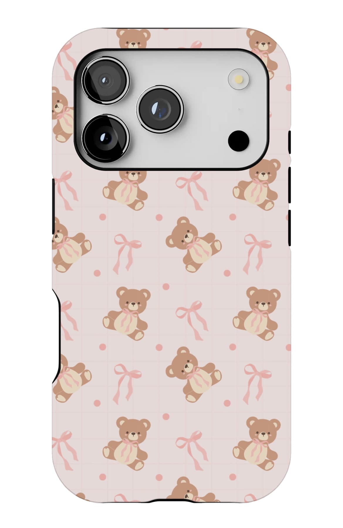 Bears and ribbon on cream. Shown on an iPhone.