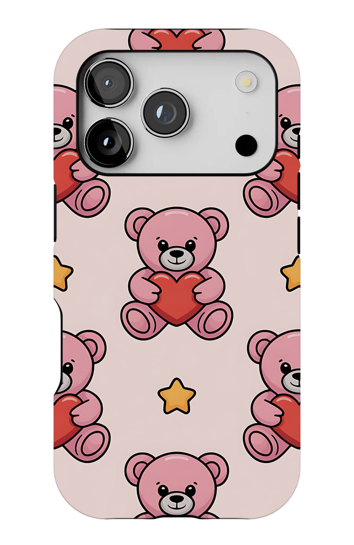 Teddies and ribbons on mint. Shown on an iPhone.