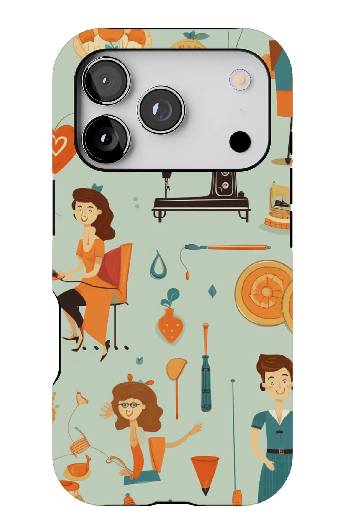 A sewing circle on soft mint. Shown on an iPhone.
