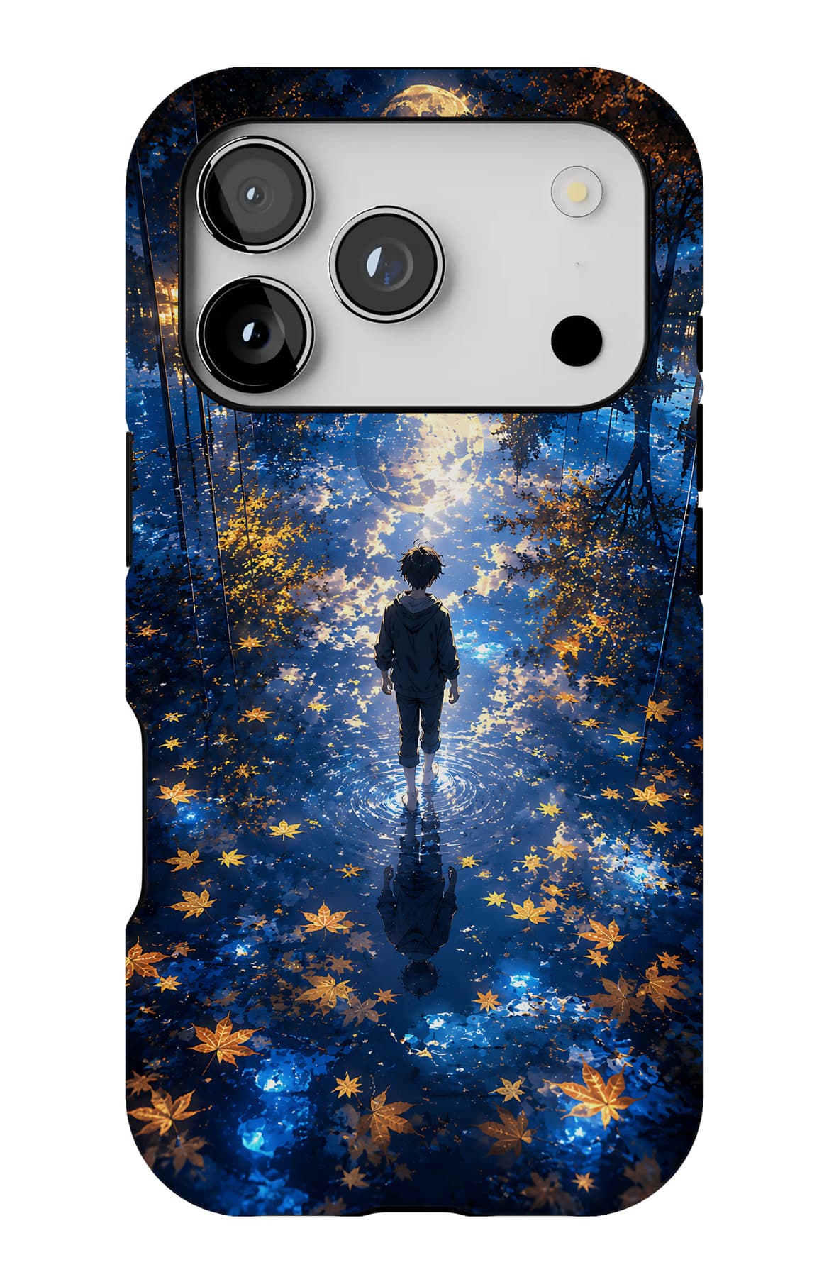 A figure walking into a lake of stars. Shown on an iPhone.