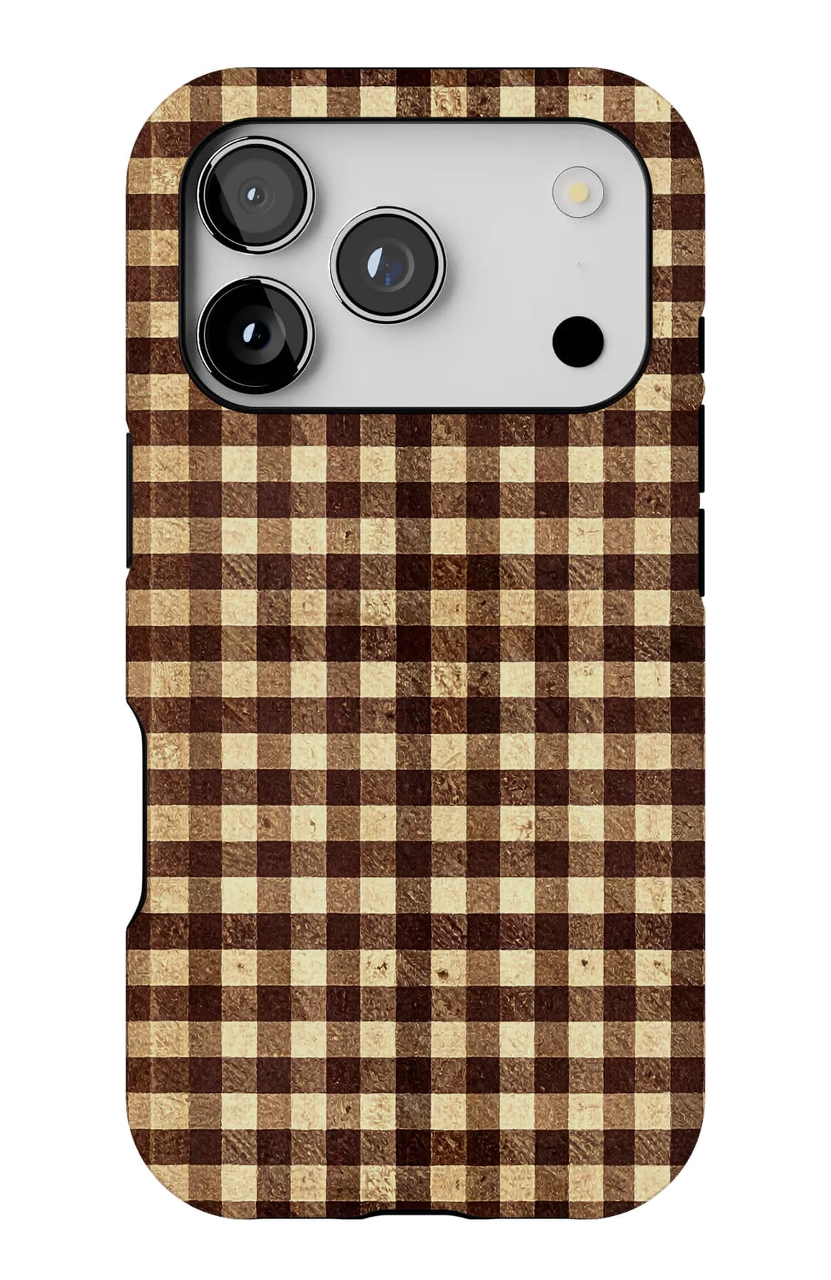 Plain tan gingham. Shown on an iPhone.